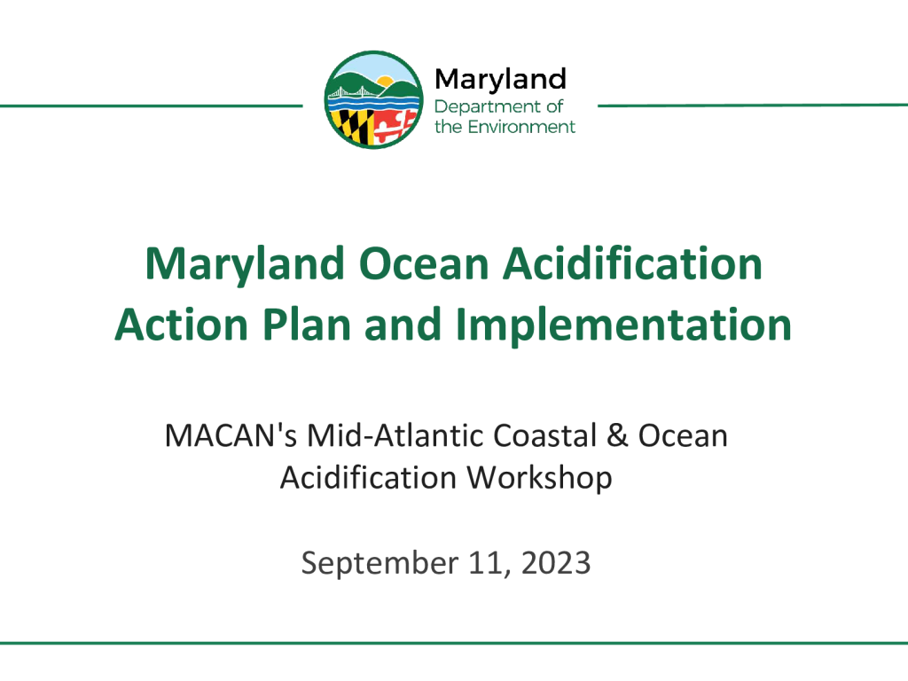 Maryland Ocean Acidification Action Plan and Implementation PDF